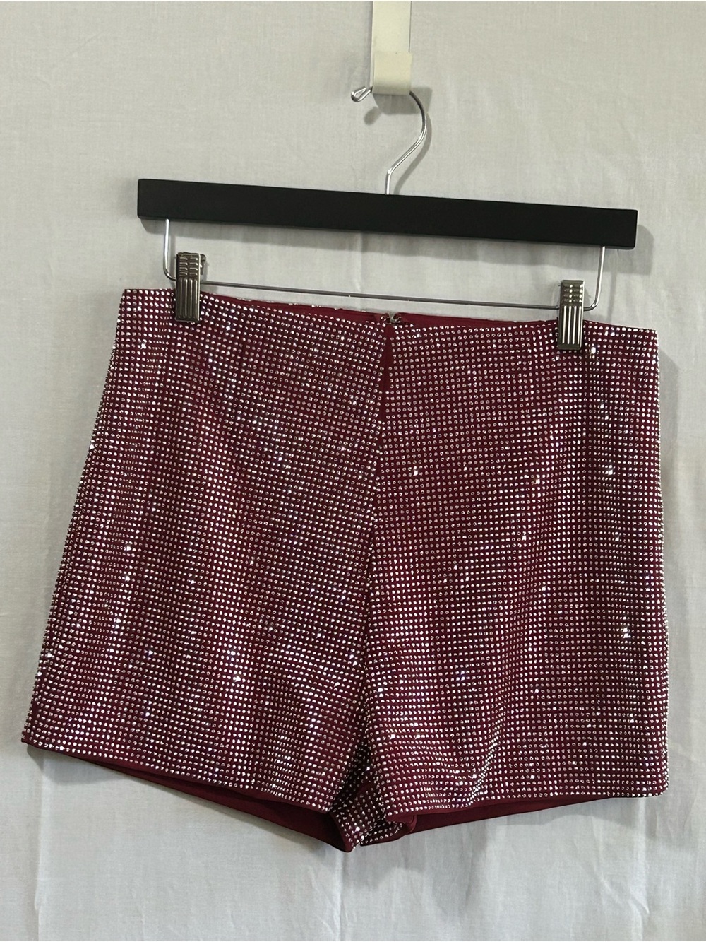 She + Sky - Burgundy Embellished Party Shorts